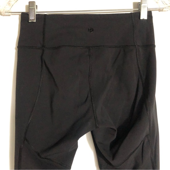 Lululemon If Youre Lucky Crop Leggings Size 4 Black Gray Mesh Cropped Yoga Tight - Picture 6 of 11